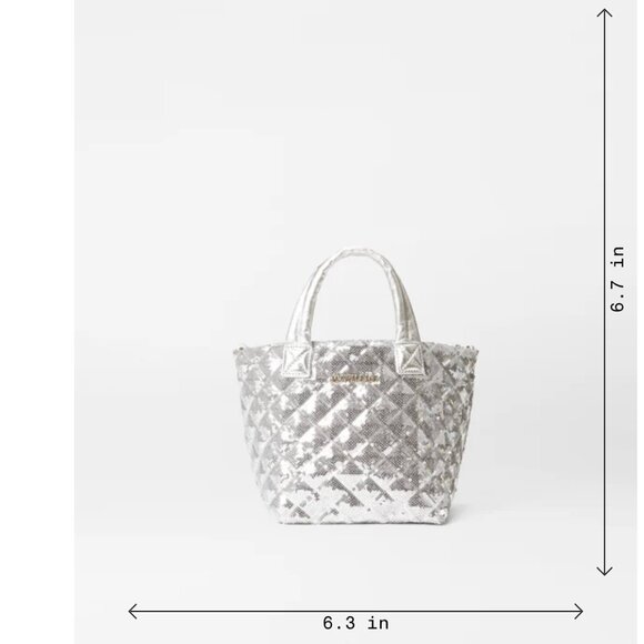 NWT MZ Wallace Silver Ice Sequin Micro Metro Tote Deluxe - Picture 6 of 6